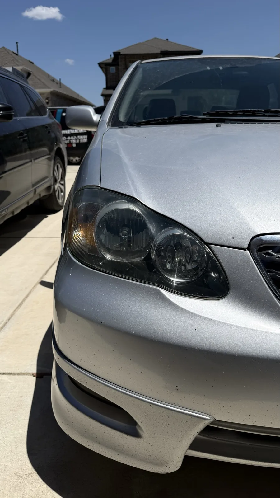 Oxidized headlight before restoration